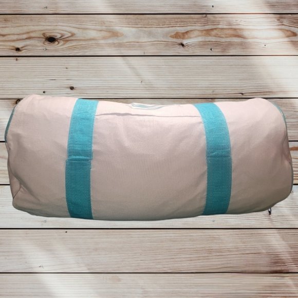 HAWAII WORLD - Vintage UNITED AIRLINES White Teal Strap Carry-On Duffle Bag - Picture 3 of 12